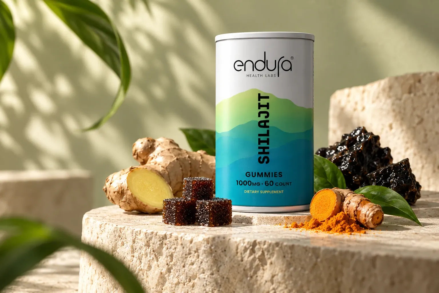 Endura Himalayan Shilajit Gummies premium tin and packaging